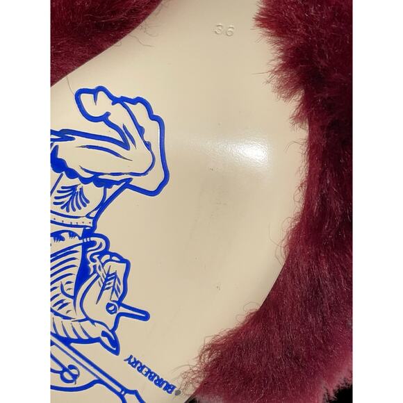 Authentic Burberry Minnie Jackie Shearling Mules Slide Sandal Ripple Red NIB COA - Picture 8 of 13